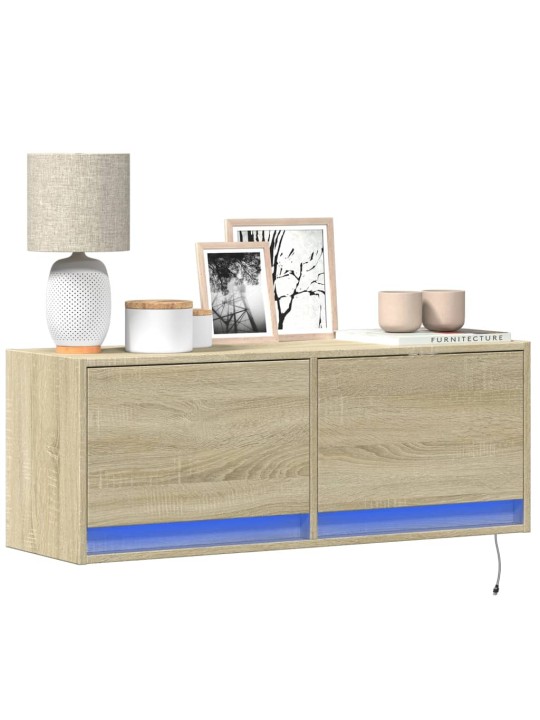 Nástěnná TV skříňka s LED osvětlením dub sonoma 100x31x35 cm