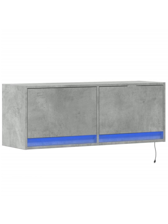 Nástěnná TV skříňka s LED osvětlením betonově šedá 100x31x35 cm