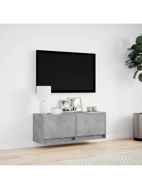 Nástěnná TV skříňka s LED osvětlením betonově šedá 100x31x35 cm
