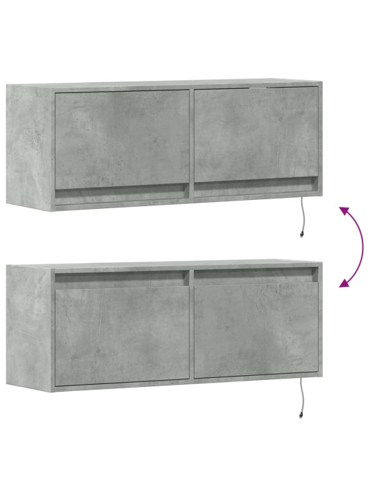 Nástěnná TV skříňka s LED osvětlením betonově šedá 100x31x35 cm