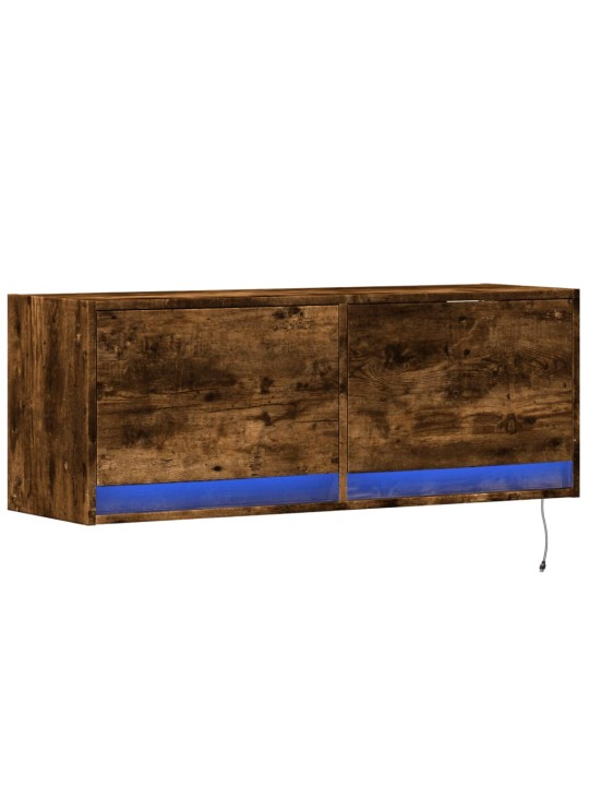 Nástěnná tv skříňka s led osvětlením kouřový dub 100x31x35 cm