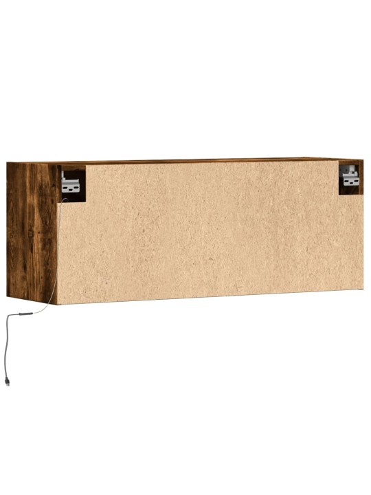 Nástěnná tv skříňka s led osvětlením kouřový dub 100x31x35 cm