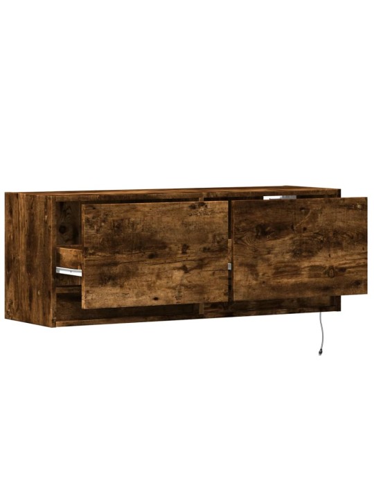 Nástěnná tv skříňka s led osvětlením kouřový dub 100x31x35 cm