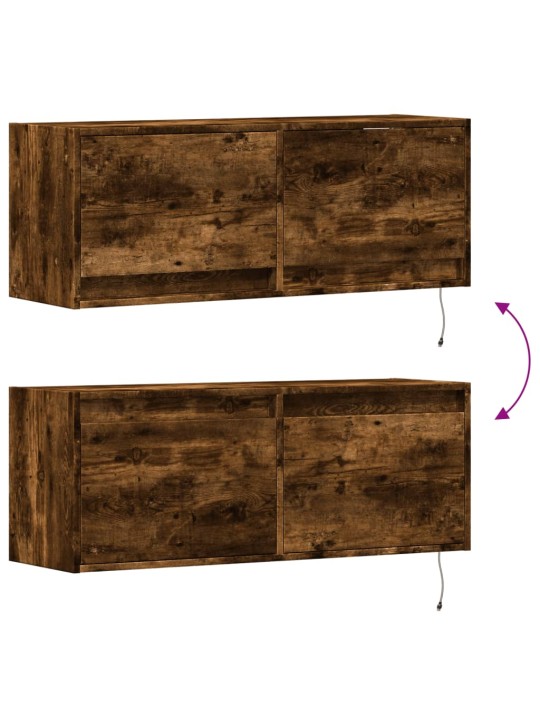 Nástěnná tv skříňka s led osvětlením kouřový dub 100x31x35 cm