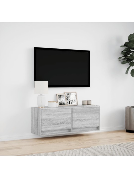 Nástěnná tv skříňka s led osvětlením šedá sonoma 100x31x35 cm