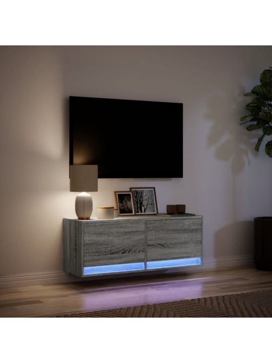 Nástěnná tv skříňka s led osvětlením šedá sonoma 100x31x35 cm