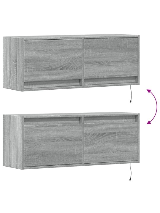 Nástěnná tv skříňka s led osvětlením šedá sonoma 100x31x35 cm