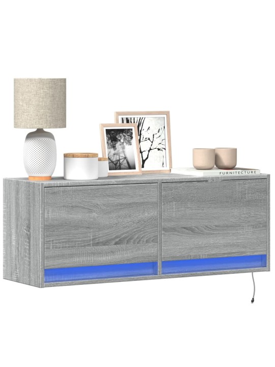 Nástěnná tv skříňka s led osvětlením šedá sonoma 100x31x35 cm