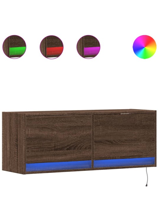 Nástěnná tv skříňka s led osvětlením hnědý dub 100 x 31 x 35 cm