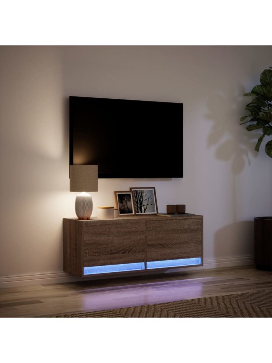 Nástěnná tv skříňka s led osvětlením hnědý dub 100 x 31 x 35 cm