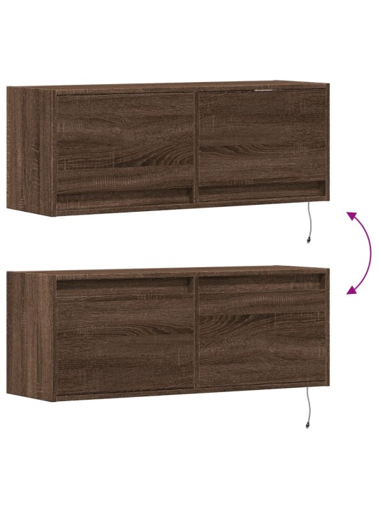 Nástěnná tv skříňka s led osvětlením hnědý dub 100 x 31 x 35 cm