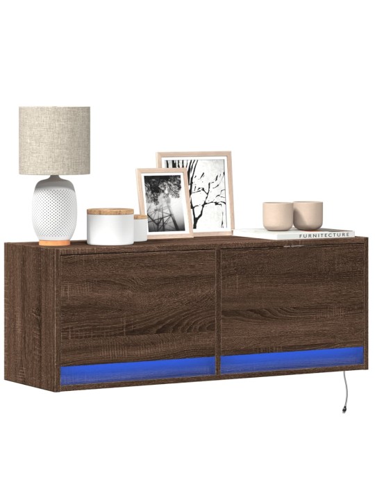 Nástěnná tv skříňka s led osvětlením hnědý dub 100 x 31 x 35 cm
