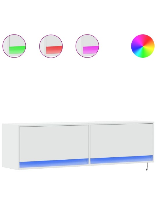 Nástěnná TV skříňka s LED osvětlením bílá 140 x 31 x 38 cm