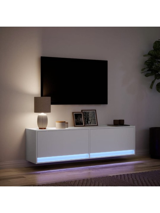 Nástěnná TV skříňka s LED osvětlením bílá 140 x 31 x 38 cm