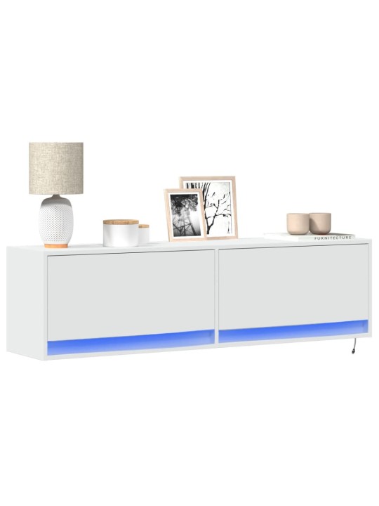 Nástěnná TV skříňka s LED osvětlením bílá 140 x 31 x 38 cm