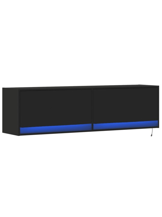 Nástěnná TV skříňka s LED osvětlením černá 140 x 31 x 38 cm