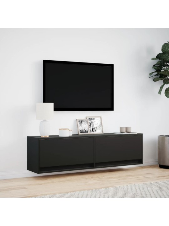 Nástěnná TV skříňka s LED osvětlením černá 140 x 31 x 38 cm