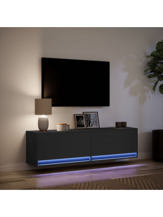 Nástěnná TV skříňka s LED osvětlením černá 140 x 31 x 38 cm