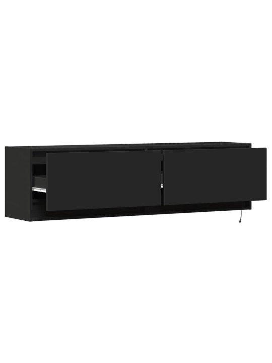 Nástěnná TV skříňka s LED osvětlením černá 140 x 31 x 38 cm