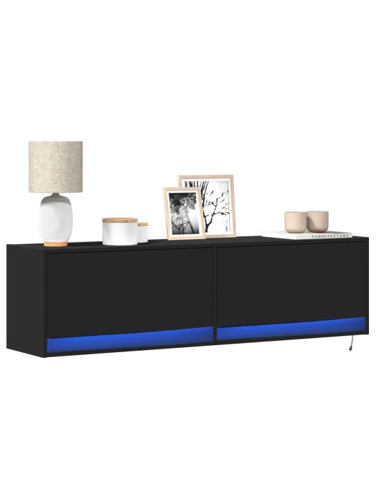 Nástěnná TV skříňka s LED osvětlením černá 140 x 31 x 38 cm