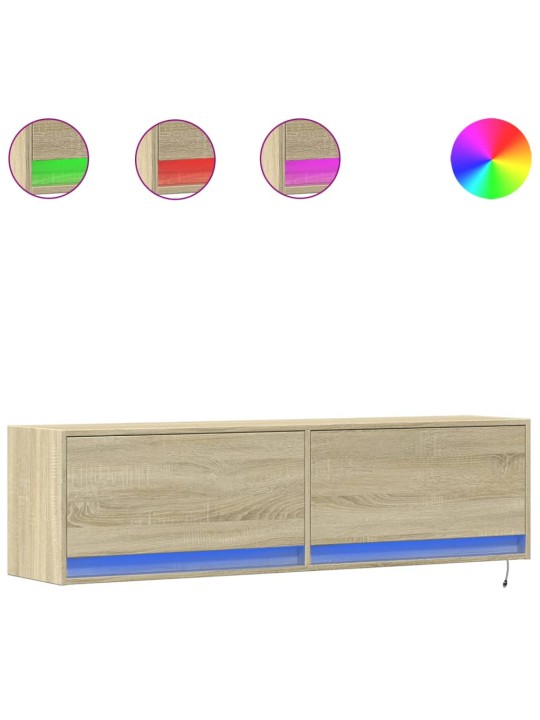 Nástěnná TV skříňka s LED osvětlením dub sonoma 140x31x38 cm