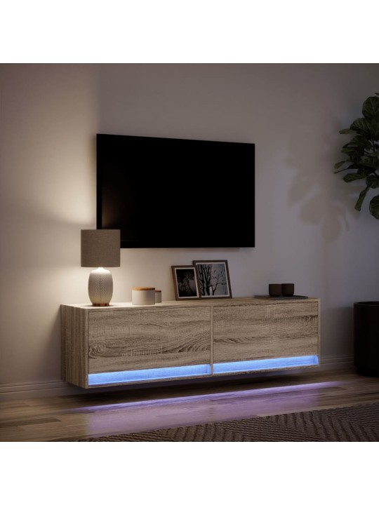 Nástěnná TV skříňka s LED osvětlením dub sonoma 140x31x38 cm