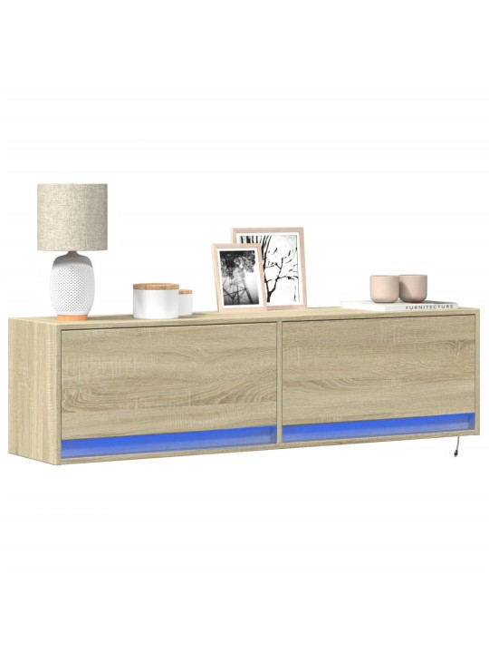 Nástěnná TV skříňka s LED osvětlením dub sonoma 140x31x38 cm