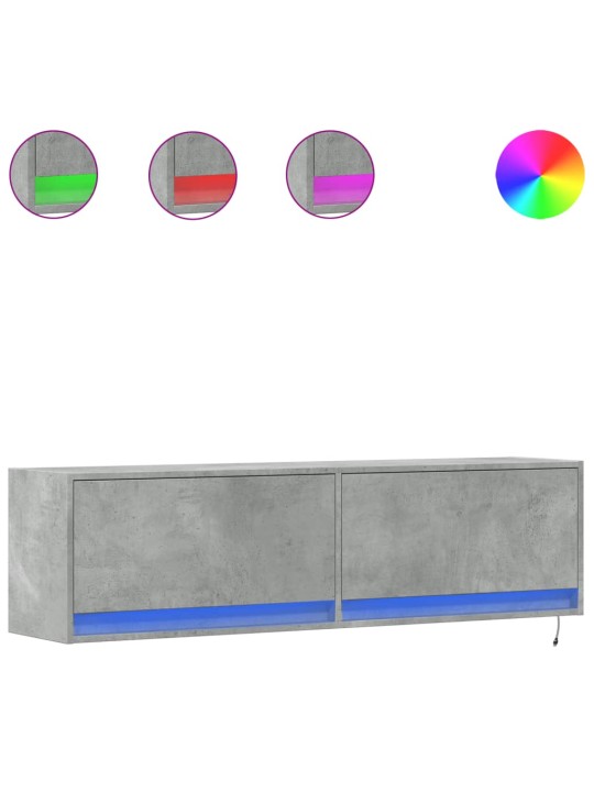 Nástěnná TV skříňka s LED osvětlením betonově šedá 140x31x38 cm