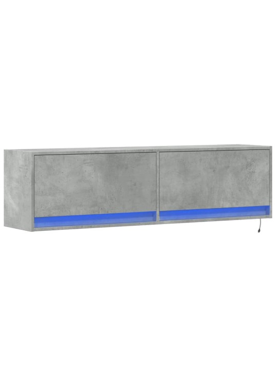 Nástěnná TV skříňka s LED osvětlením betonově šedá 140x31x38 cm