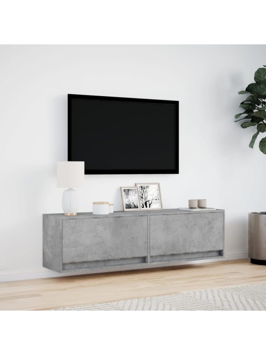 Nástěnná TV skříňka s LED osvětlením betonově šedá 140x31x38 cm