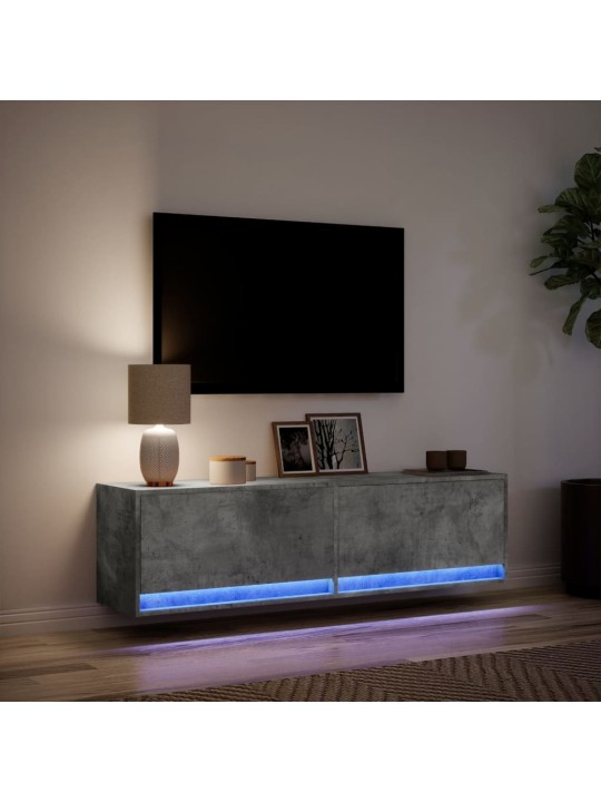 Nástěnná TV skříňka s LED osvětlením betonově šedá 140x31x38 cm