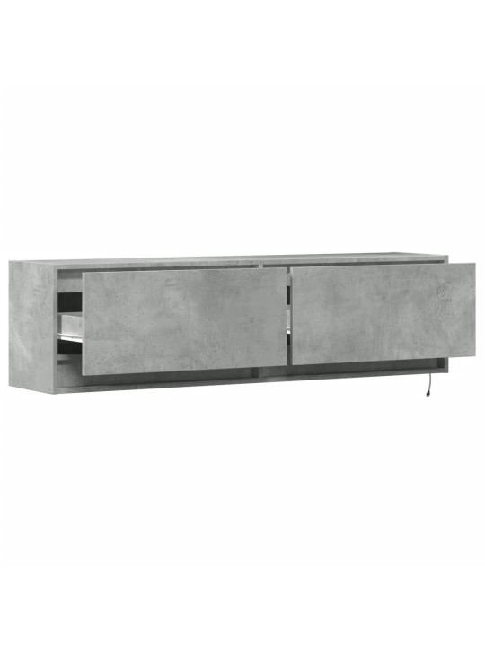 Nástěnná TV skříňka s LED osvětlením betonově šedá 140x31x38 cm