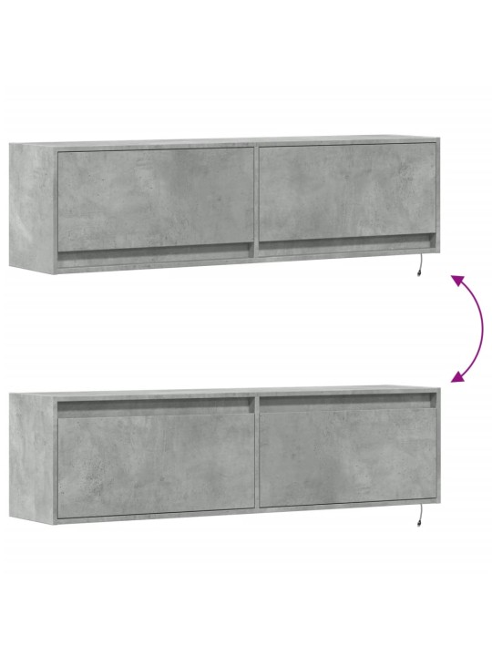 Nástěnná TV skříňka s LED osvětlením betonově šedá 140x31x38 cm
