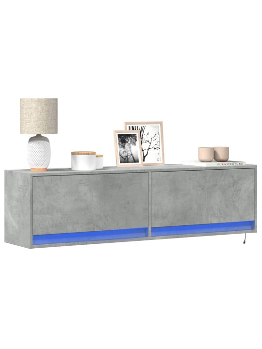 Nástěnná TV skříňka s LED osvětlením betonově šedá 140x31x38 cm