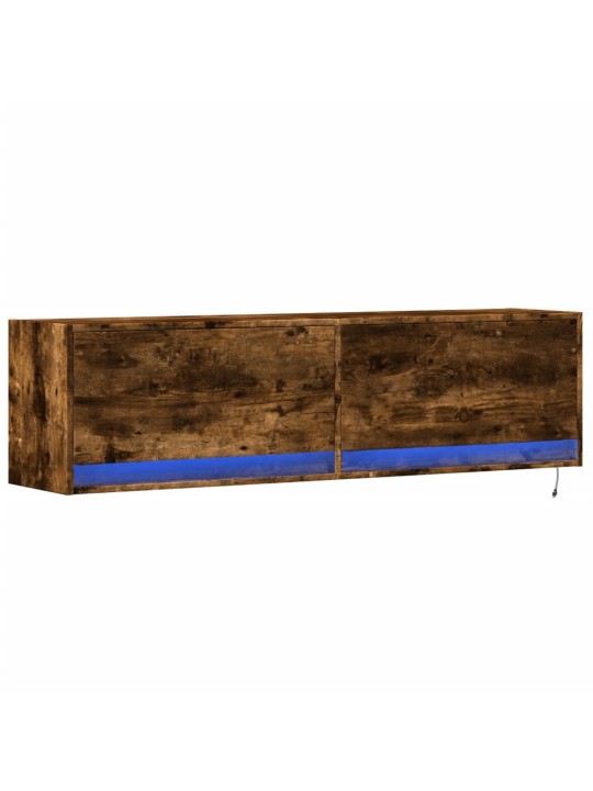 Nástěnná tv skříňka s led osvětlením kouřový dub 140x31x38 cm