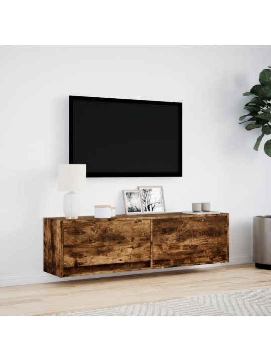 Nástěnná tv skříňka s led osvětlením kouřový dub 140x31x38 cm