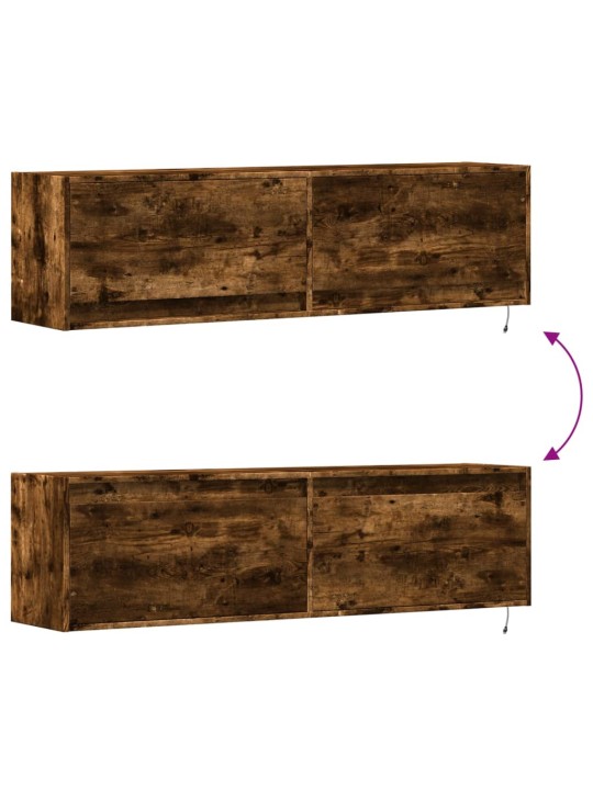 Nástěnná tv skříňka s led osvětlením kouřový dub 140x31x38 cm