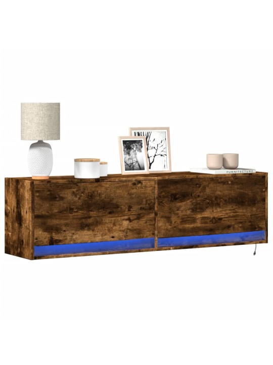 Nástěnná tv skříňka s led osvětlením kouřový dub 140x31x38 cm