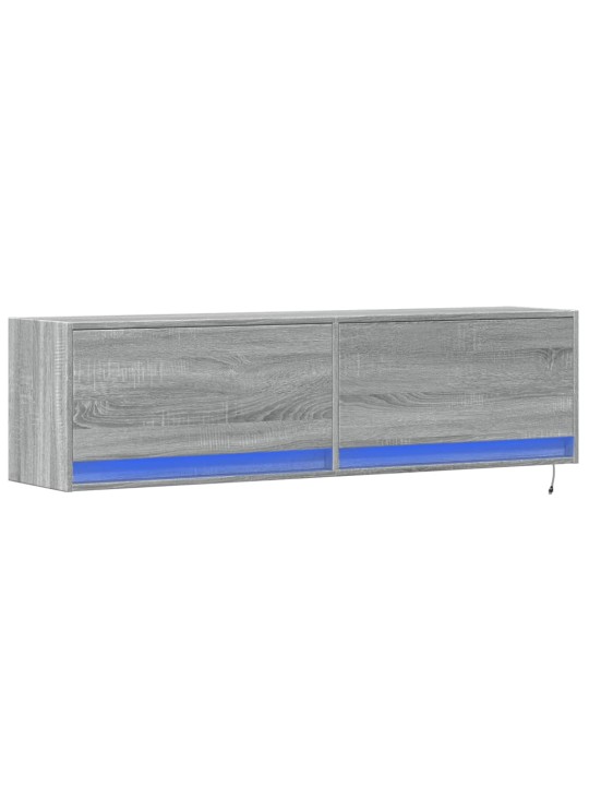 Nástěnná tv skříňka s led osvětlením šedá sonoma 140x31x38 cm