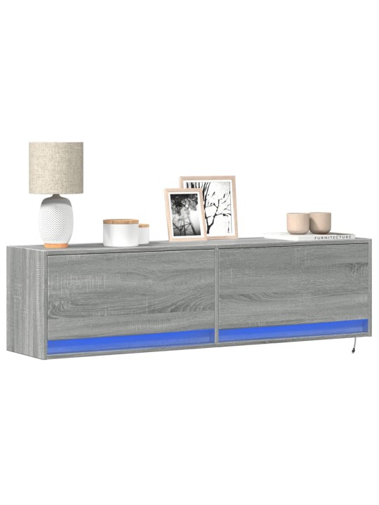Nástěnná tv skříňka s led osvětlením šedá sonoma 140x31x38 cm