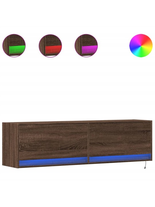 Nástěnná tv skříňka s led osvětlením hnědý dub 140 x 31 x 38 cm