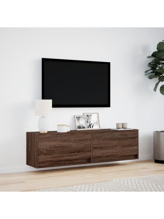 Nástěnná tv skříňka s led osvětlením hnědý dub 140 x 31 x 38 cm