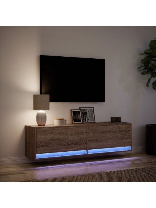 Nástěnná tv skříňka s led osvětlením hnědý dub 140 x 31 x 38 cm