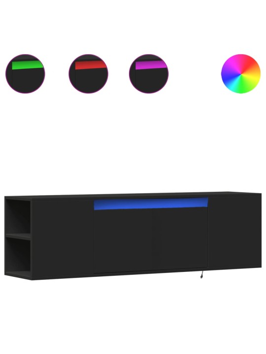Nástěnná TV skříňka s LED osvětlením černá 135 x 31 x 39,5 cm