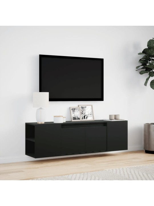 Nástěnná TV skříňka s LED osvětlením černá 135 x 31 x 39,5 cm