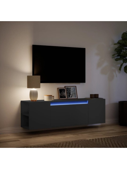 Nástěnná TV skříňka s LED osvětlením černá 135 x 31 x 39,5 cm