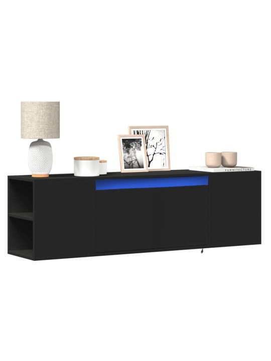 Nástěnná TV skříňka s LED osvětlením černá 135 x 31 x 39,5 cm