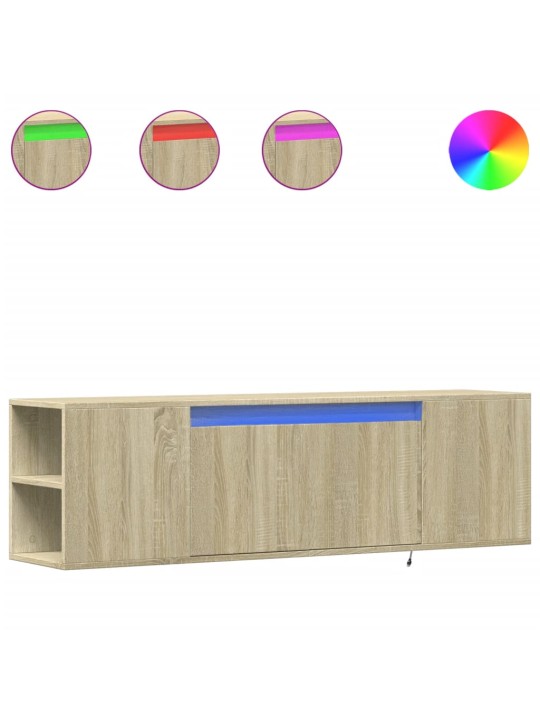 Nástěnná TV skříňka s LED osvětlením dub sonoma 135x31x39,5 cm