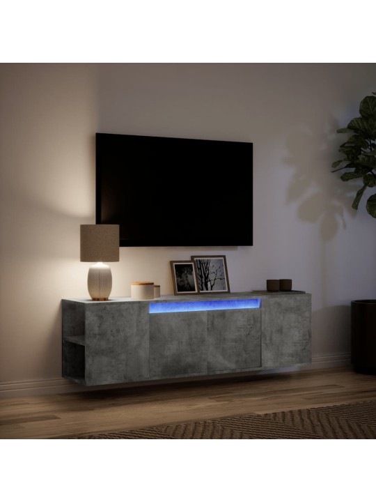 Nástěnná TV skříňka s LED betonově šedá 135 x 31 x 39,5 cm