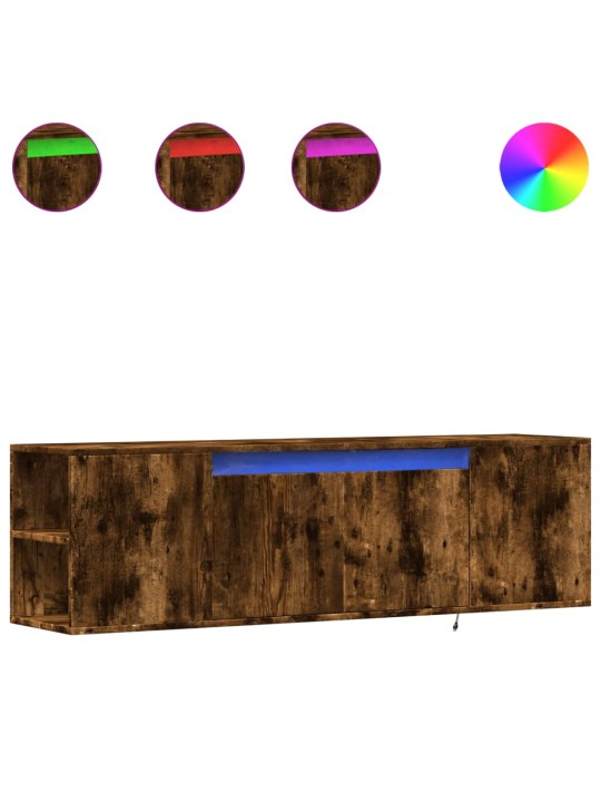Nástěnná tv skříňka s led osvětlením kouřový dub 135x31x39,5 cm